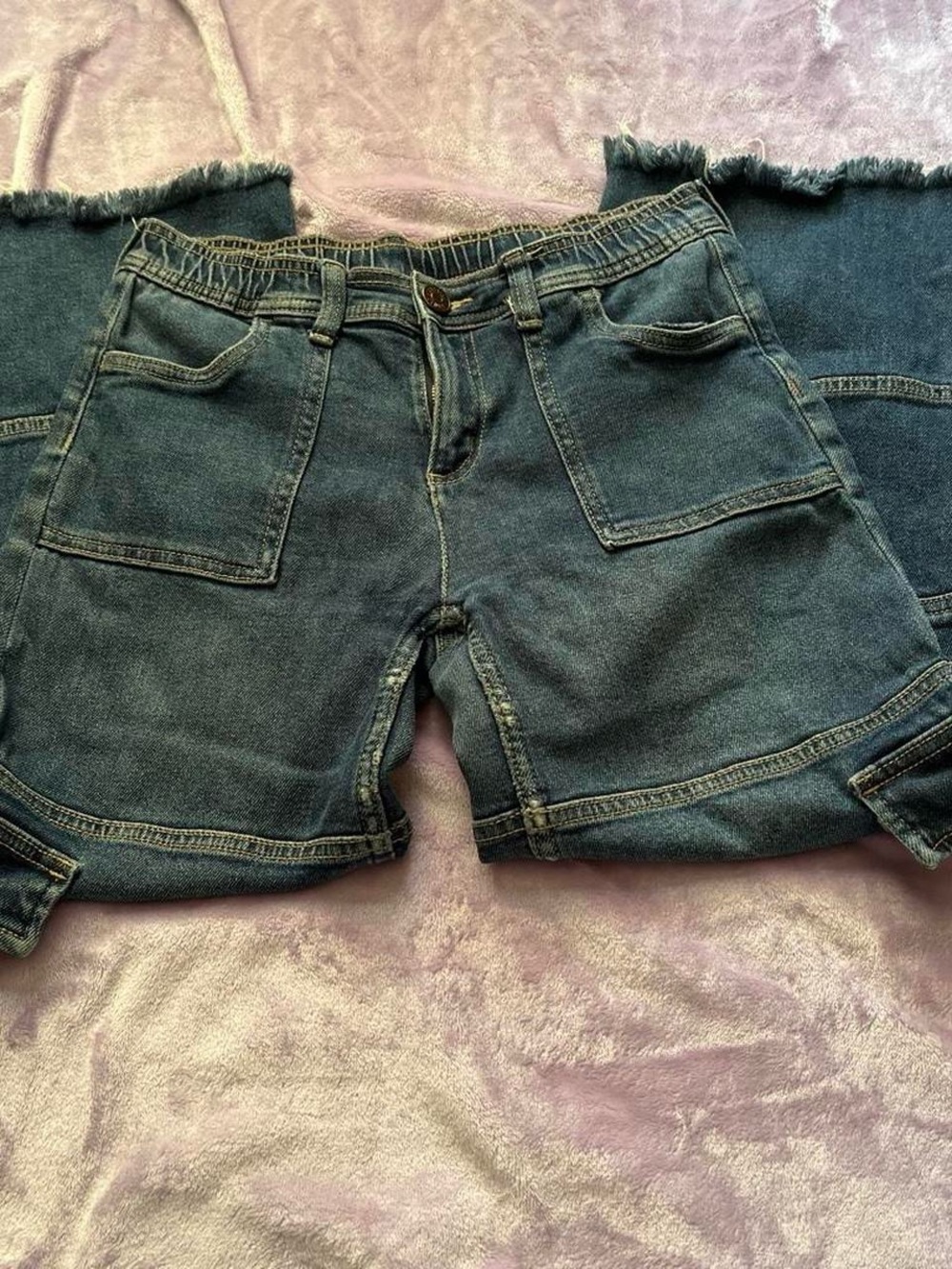 Justice Dark Blue Cargo Denim Shorts